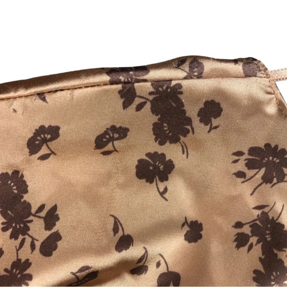Zara Long Sleeve Floral Satin Crop Top | Brown and Tan | Size S - Picture 5 of 7